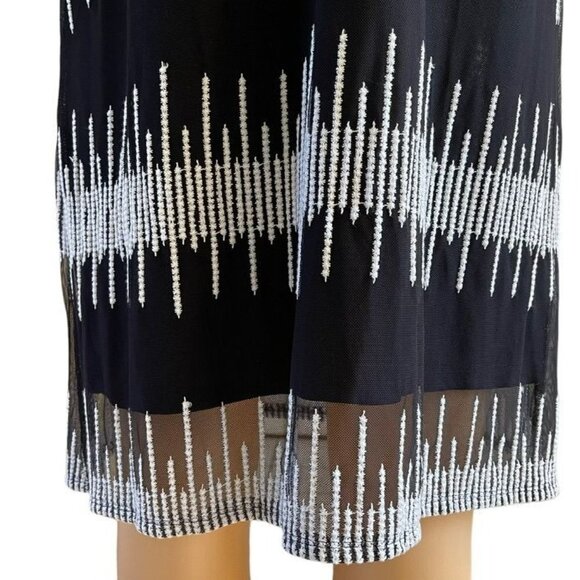 Alfani Black White Women's Sleeveless Dress Shift Embroidered Sheer Overlay - Picture 3 of 9